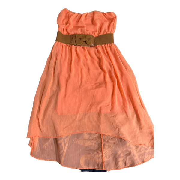 Apricot strapless midi dress
