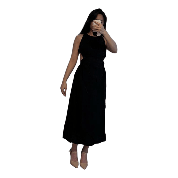Black sleeveless maxi dress