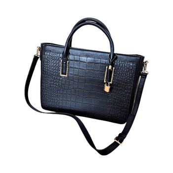Black croc-effect handbag