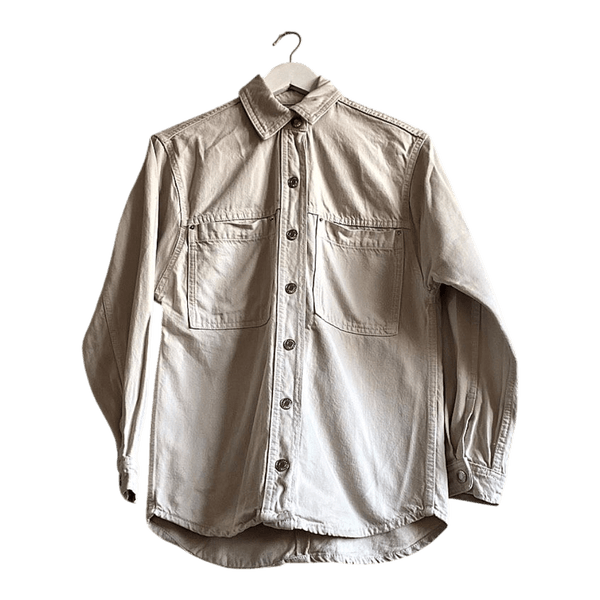 MANGO MNG Denim Beige Utility Workwear Overshirt Chore Jacket XS XXS