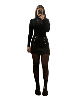 Black button skirt