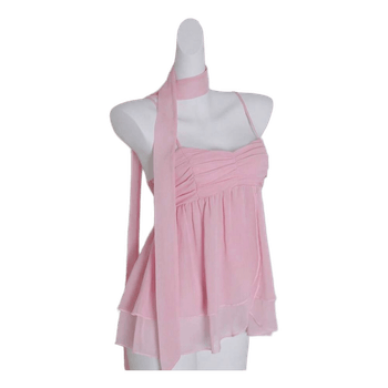 Pink ruched chiffon top