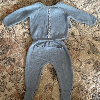 Light blue baby knit set 70 cm