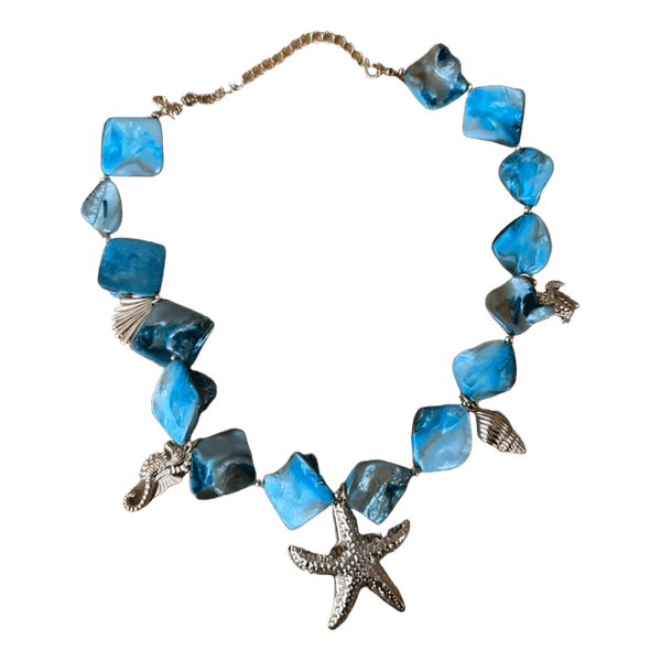 Blue bead starfish necklace