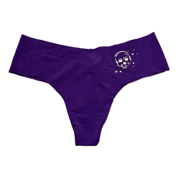 Purple skull print thong