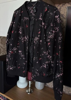 Black floral bomber jacket