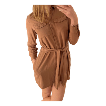 Brown buttoned shirt dress