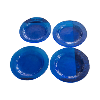 Siniset lasiset lautaset, 4 kpl