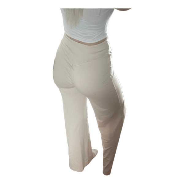 Beige wide leg trousers