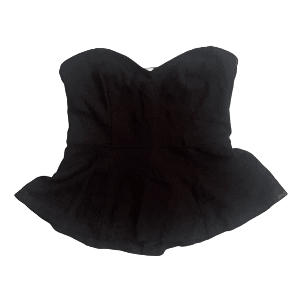 Black strapless peplum top