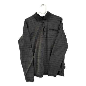Grey striped polo shirt
