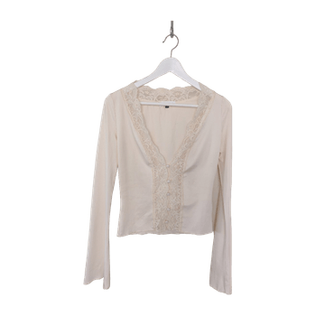 Beige lace detail long sleeve top