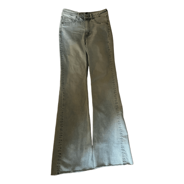 Grey denim flare jeans