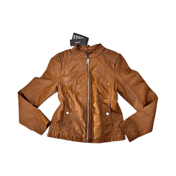 Brown leather cropped jacket