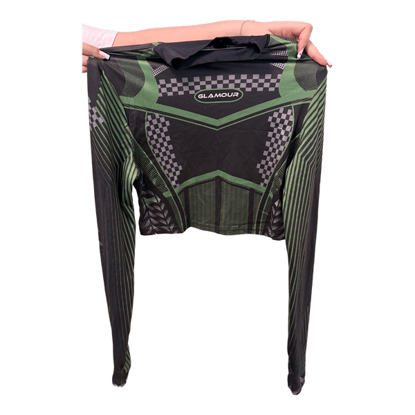 Green black long-sleeved top