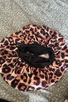 Leopard print hair bonnet