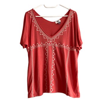 Old Navy Womens Coral Embroidered Blouse Size S Boho Viscose Lightweight Top