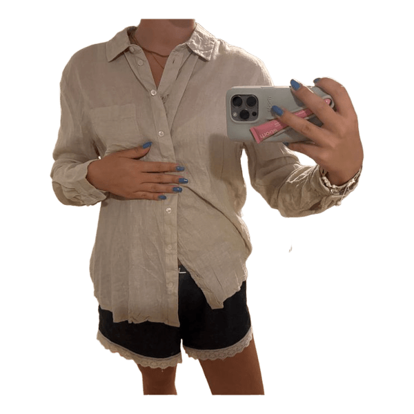 Beige langærmet skjorte