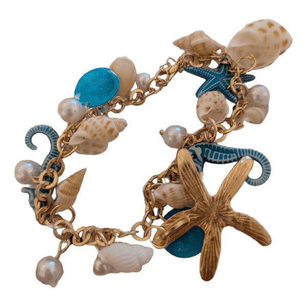 Gold seashell charm bracelet