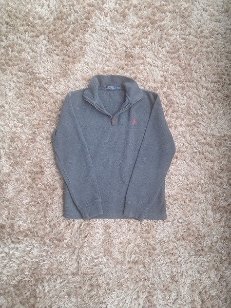 Grey Ralph Lauren quarter-zip sweater