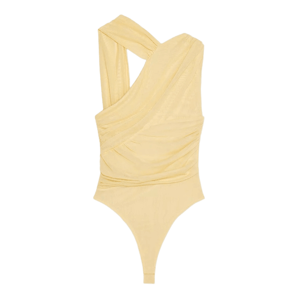 Gul draperet bodysuit