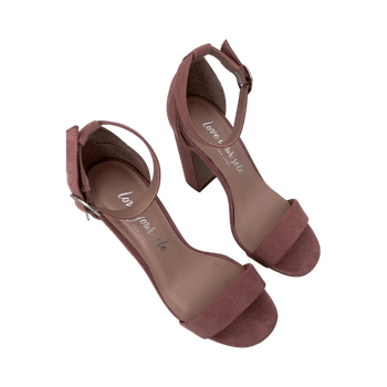 Beige block heel sandals