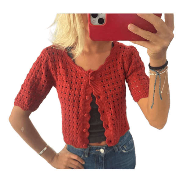 Rød kortærmet cardigan