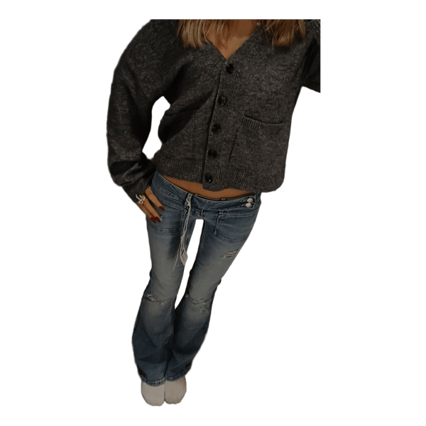 Lågmidjadebootcut jeans med slitningar