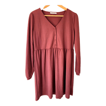 Burgundy buttoned mini dress