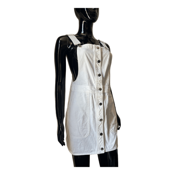 White denim pinafore dress