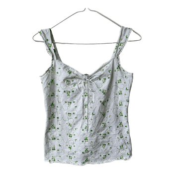 White green embroidered tank top