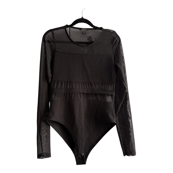 Black mesh panel bodysuit