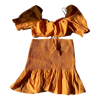 100% cotton orange two-piece set