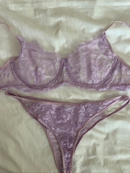 Plus size! Lavender color lace lingerie set.Picture No.2 the real color