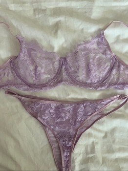 Plus size! Lavender color lace lingerie set.Picture No.2 the real color