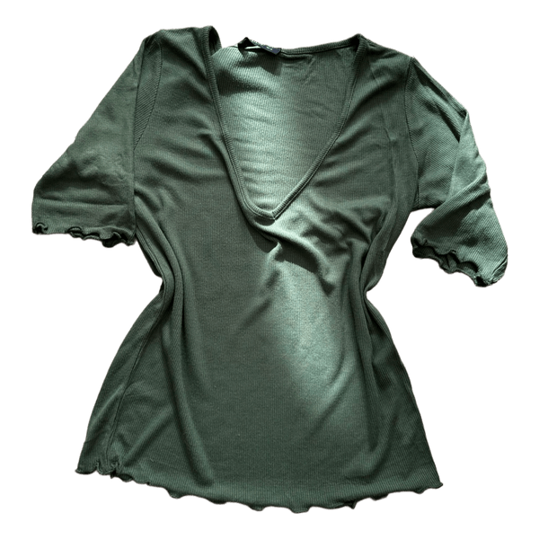 Stradivarius green ribbed top