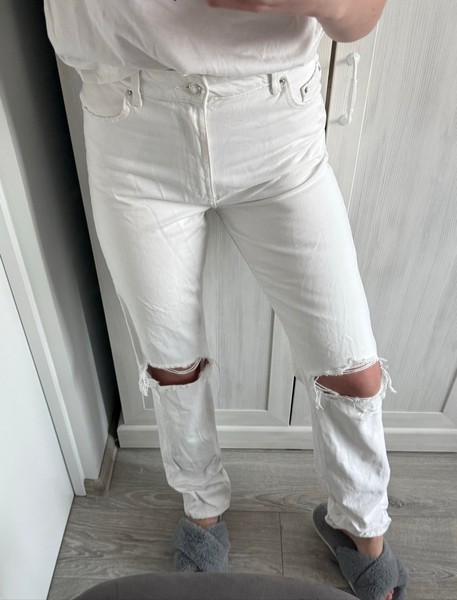 White ripped jeans