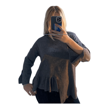 Grey knit asymmetrical sweater