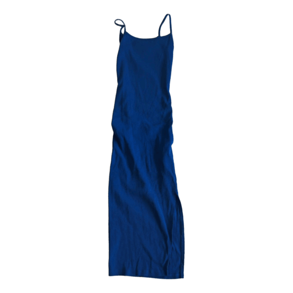 Blue ribbed midi dress
