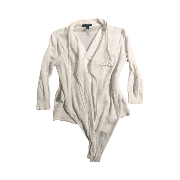 Lauren Ralph Lauren Linen-Cotton Blend Waterfall Cardigan - White - S
