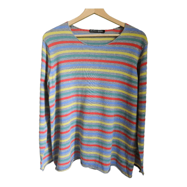 Gudrun Sjödén 100% Cotton Striped Knit Sweater – Colorful Scandinavian – Size M