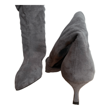 Grey slouchy kitten boots