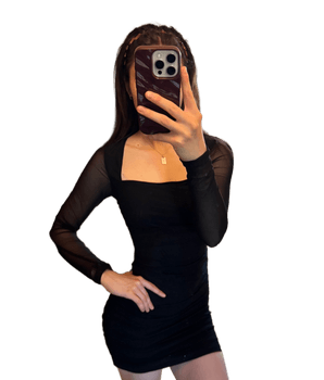 Black mesh sleeve dress