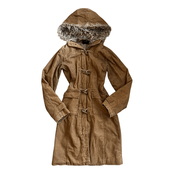 Vintage y2k Brown corduroy hooded coat