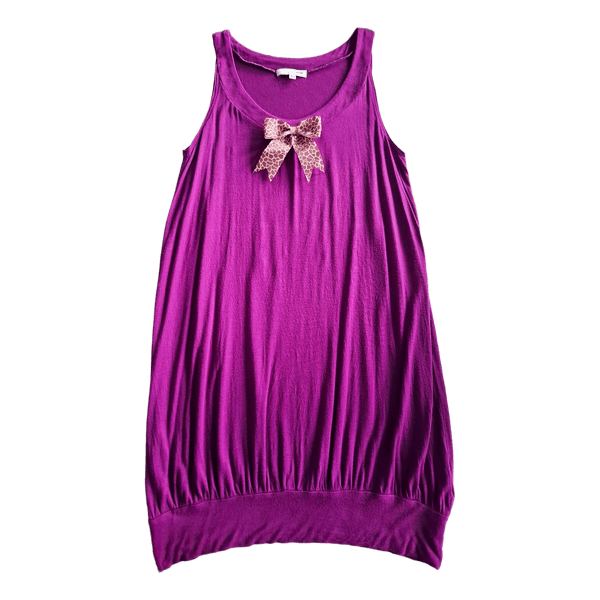 Purple bow detail viscose dress