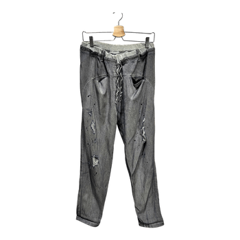 Grey distressed trousers