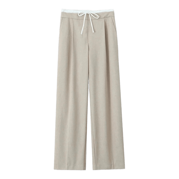 Beige bukser med bindebånd