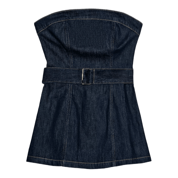 Mørkeblå stropløs denimtop