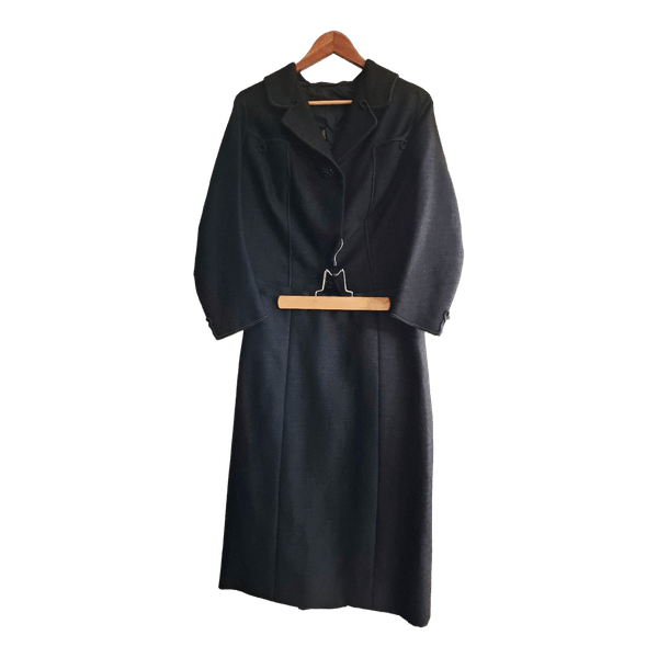 Luxurious vintage black wool skirt suit