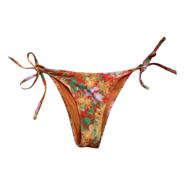 Orange bikiniunderdel med blomstermønster